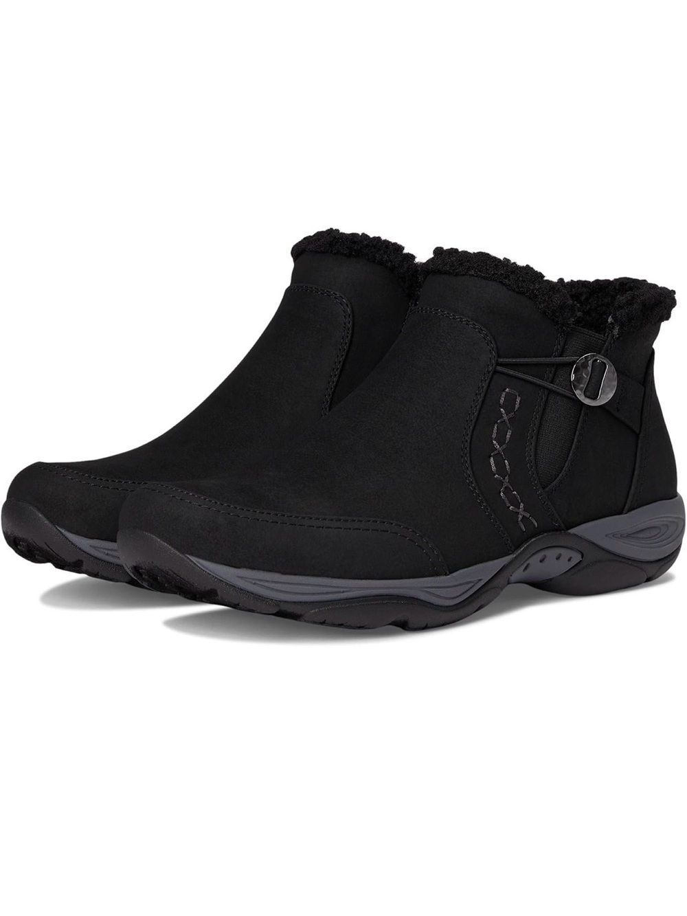 π€π€ Easy Spirit Erique Cold Weather Booties |Women's Black Casual Flat Ankle Boot